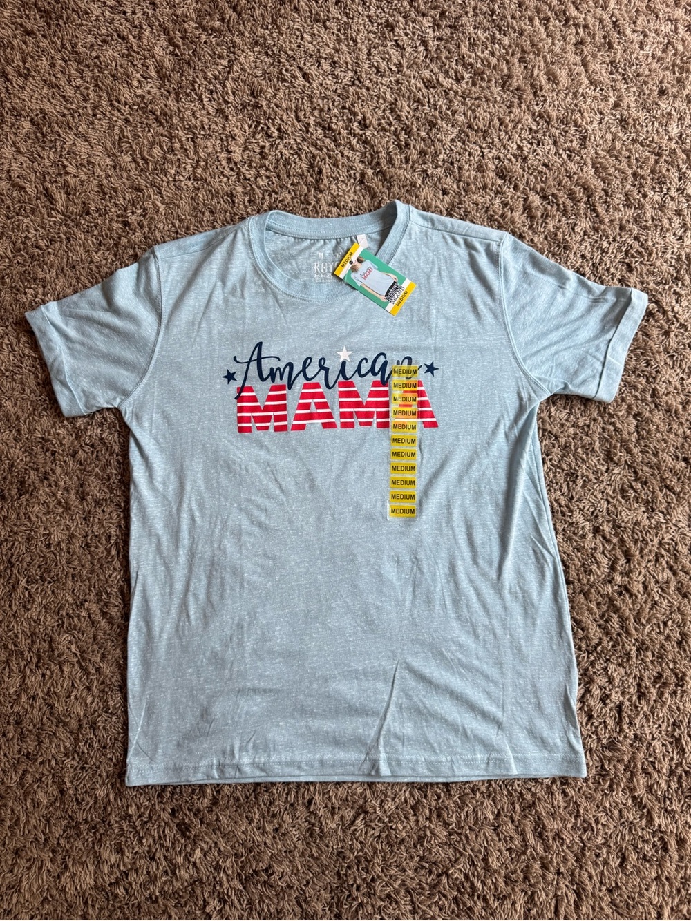 America Mama Graphic Tee - Light Blue Crewneck